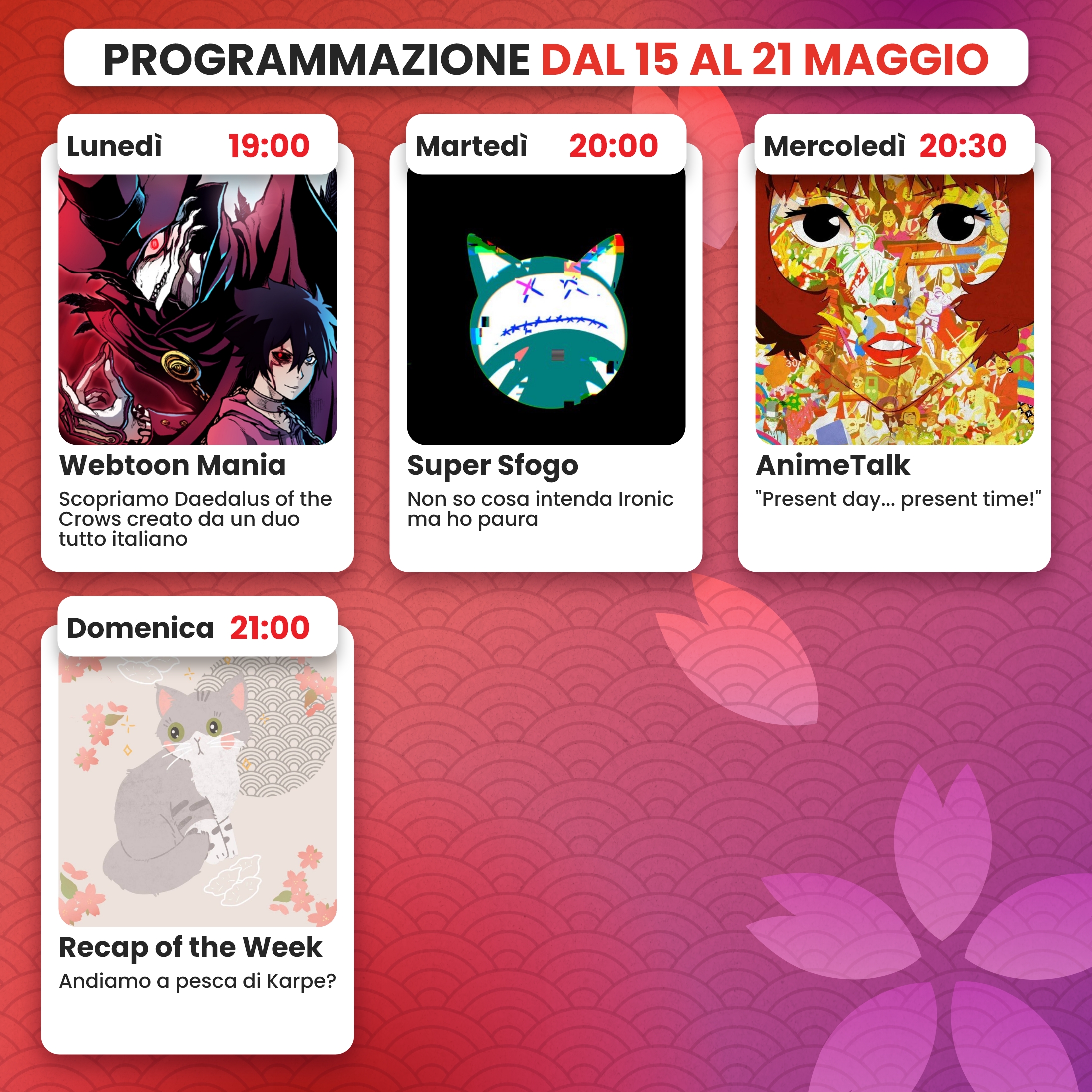AnimeClick su Twitch: programma dal 15 al 21 maggio 2023 AnimeClick su Twitch: programma dal 15 al 21 maggio 2023
